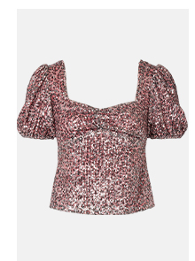 Animal Sequin Puff Sleeve Top