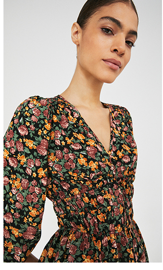 Shirred Waist Blouse In Floral