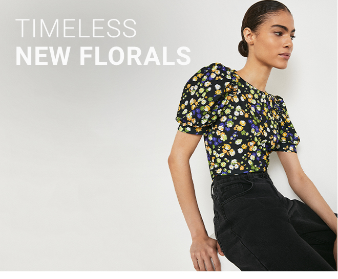 Timeless New Florals | Printed Jersey Crepe Shirred Shoulder Top