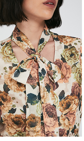 Ruffle Jacquard Blouse