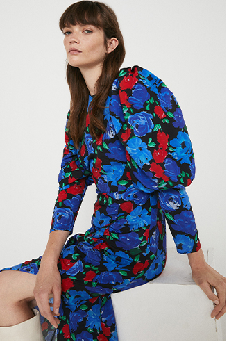 Puff Sleeve Ruched Front Dress