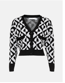 Recycled Geo Jacquard Heart Knit Cardigan