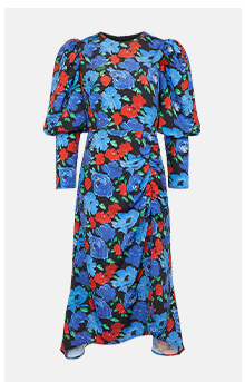 Puff Sleeve Ruched Font Dress