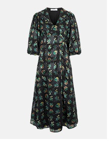 Collar Jacquard Midi Dress