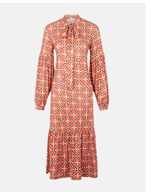 Printed Soft Jersey Pussy Bow Midi Dress