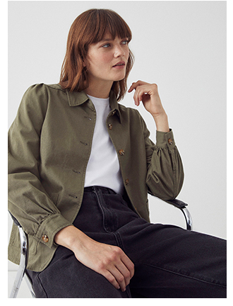 Cotton Twill Pocket Detail Shacket