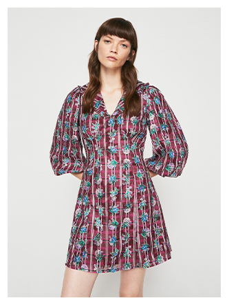 Frill Collar Jacquard Mini Dress