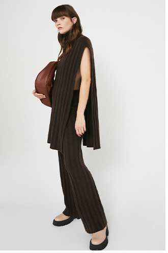Recycled Wide Rib Knit Trousers