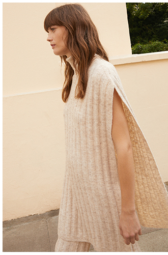 Recycled Wide Rib Roll Neck Knit Tank