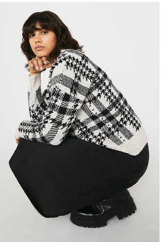 Houndstooth Jumper With Recycled Polyester