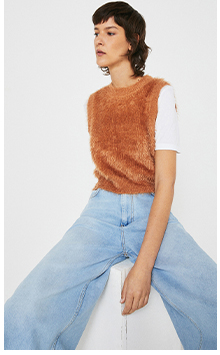 Fluffy Slouchy Knit Vest