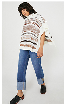 Roll Neck Knit Poncho
