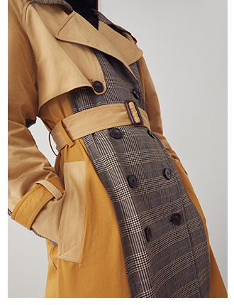Check Colour Block Trench
