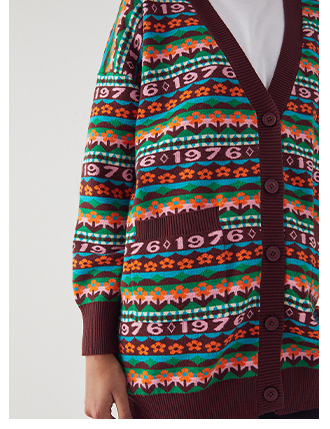 1976 Garden Fairisle Jacquard Knit Cardigan