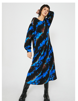 Woven Trapeze Smock Midi Dress