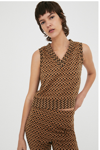 Jacquard V Neck Tank