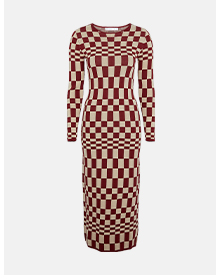 Printed Plisse Belted Midi Dress