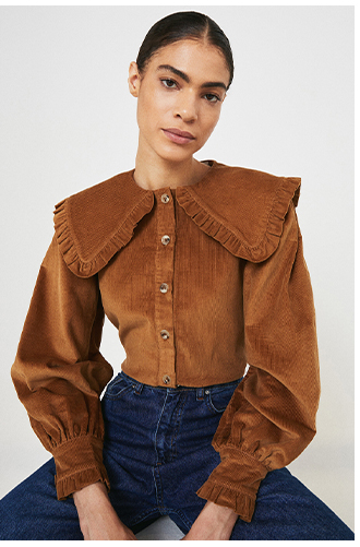 Cord Frill Collar Shirt