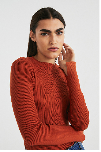 ribbed knit crew jumper