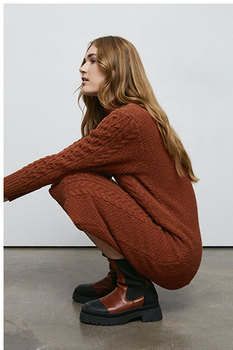 bobble and stitch knit dress