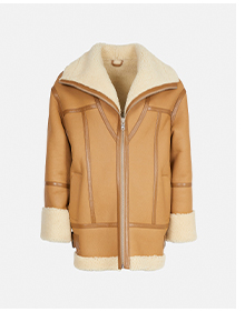 Real Shearling Zip Through Oversized Jacket
