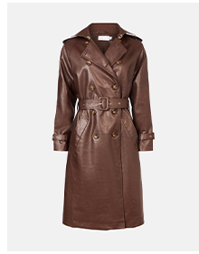 Faux Leather Trench Coat
