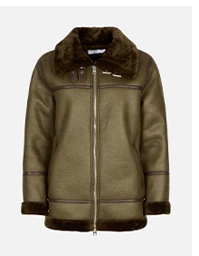 Zip Front Faux Leather Bonded Fur Biker