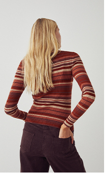 mixed stripe roll neck knit jumper