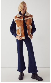 faux shearling sleeveless jacket