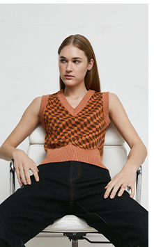 cube geo Jacquard knit vest