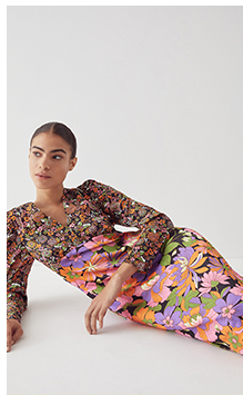 satin v neck splice print midi dress