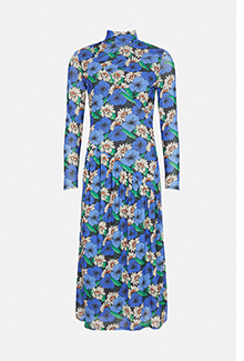 Bold Floral Asymmetric Seam Mesh Dress