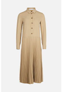 Pleated Drop Waist Shirt Dress