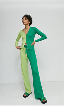 split colour block knit trouser