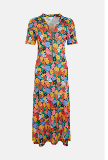 printed collared recycled half zip dress