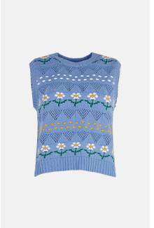 flower spot stitch knit vest