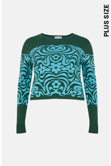 plus wave floral jacquard knit jumper
