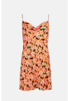 satin mini slip dress in floral