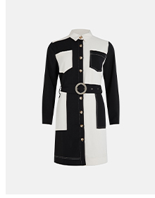 colour block belted mini shirt dress