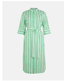 organic cotton stripe belted shirt dress