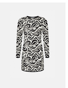 petite premium knit swirl jacquard mini dress