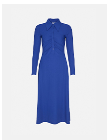 rib ruched front shirt dress