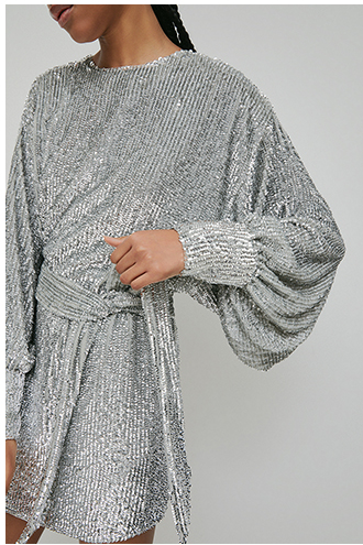 sequin belted mini dress