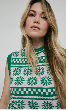 warehouse x kara rose daisy recycled knit tank