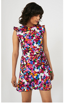 floral sleeveless flippy dress