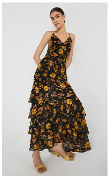 strappy ruffle tier maxi dress
