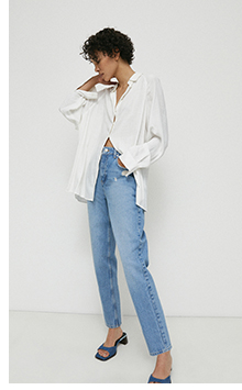 denim distressed straight leg jeans
