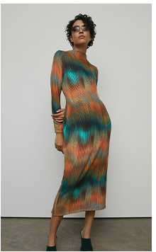 ombre printed rib midi dress
