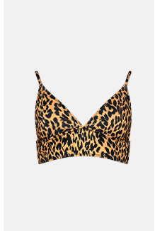 leopard ribbed banded triangle bikini top