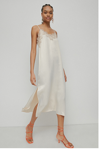 satin lace cami dress
